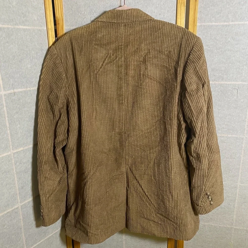 Vintage‎ James River Traders Mens Tan Corduroy 3-Button Blazer Sport Coat Size L